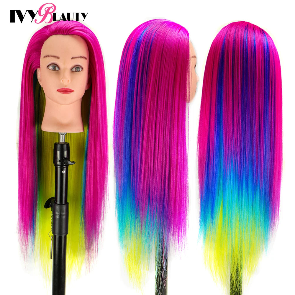 Nice Colorful Hairdressing Training Head For Hairdresser Hair Styles Cosmetology Manikin Dolls Head For Braiding tete de cabeza