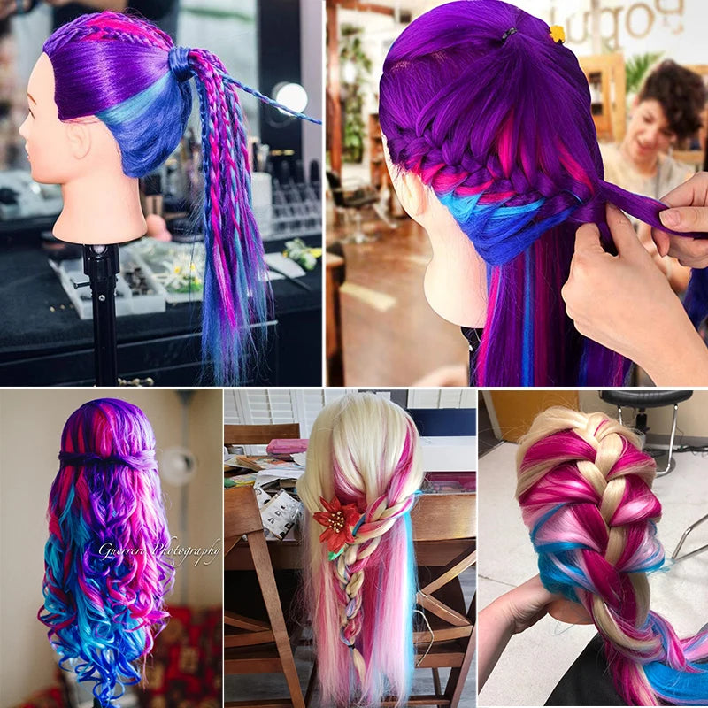 Nice Colorful Hairdressing Training Head For Hairdresser Hair Styles Cosmetology Manikin Dolls Head For Braiding tete de cabeza