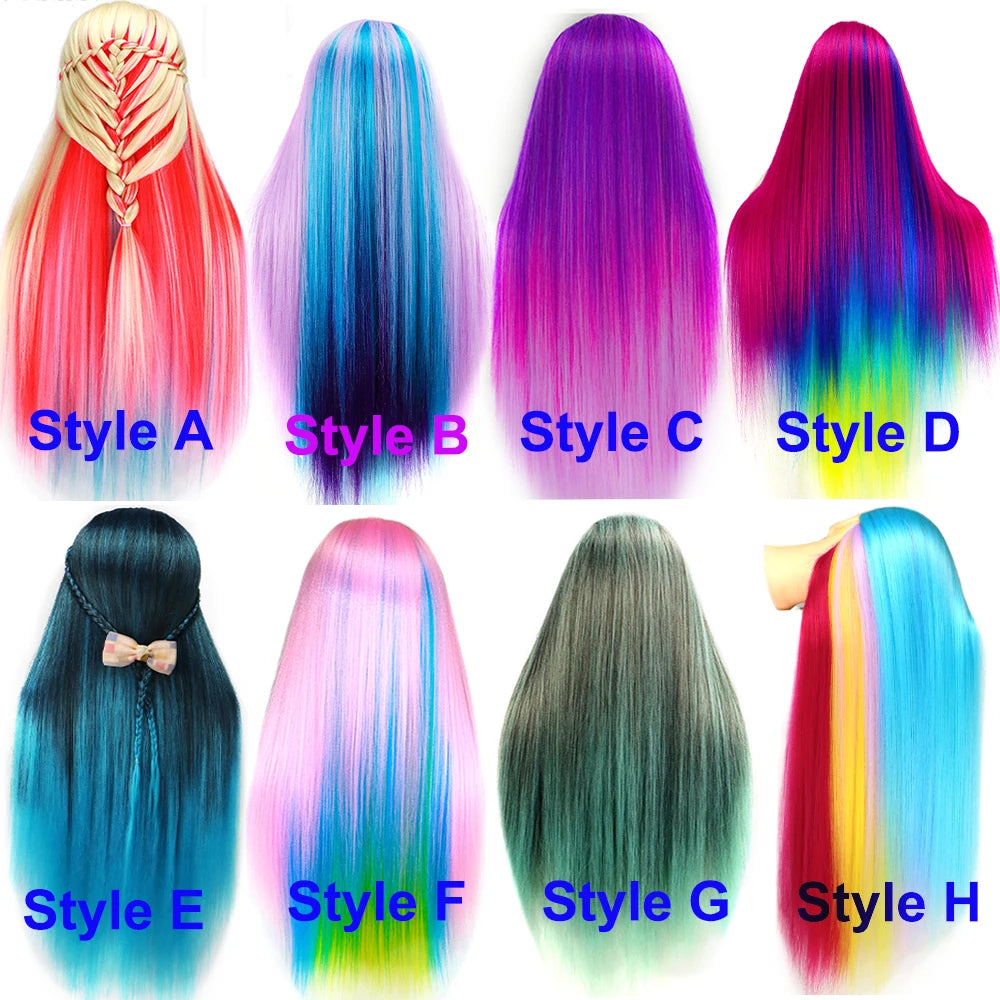 Nice Colorful Hairdressing Training Head For Hairdresser Hair Styles Cosmetology Manikin Dolls Head For Braiding tete de cabeza