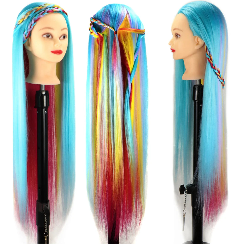 Nice Colorful Hairdressing Training Head For Hairdresser Hair Styles Cosmetology Manikin Dolls Head For Braiding tete de cabeza