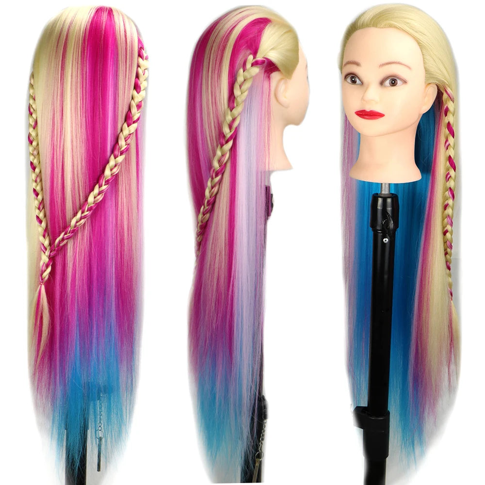 Nice Colorful Hairdressing Training Head For Hairdresser Hair Styles Cosmetology Manikin Dolls Head For Braiding tete de cabeza