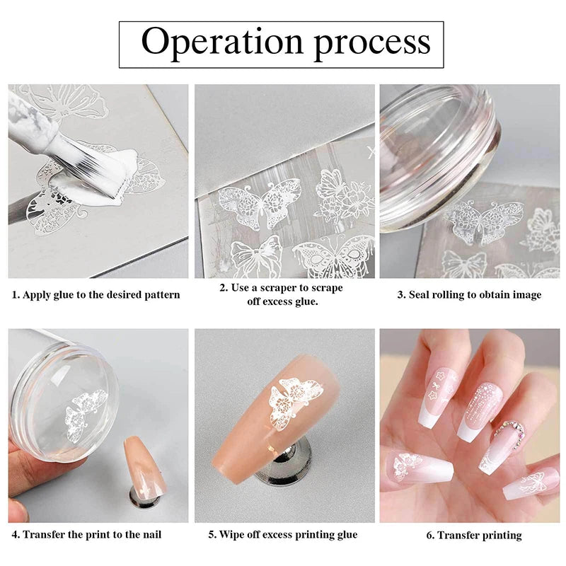 Nails Art Stamping Plates Kit French Manicure Design Plate Stamp Polish Stencil Template Seal Stamper Scraper Accessories Tools