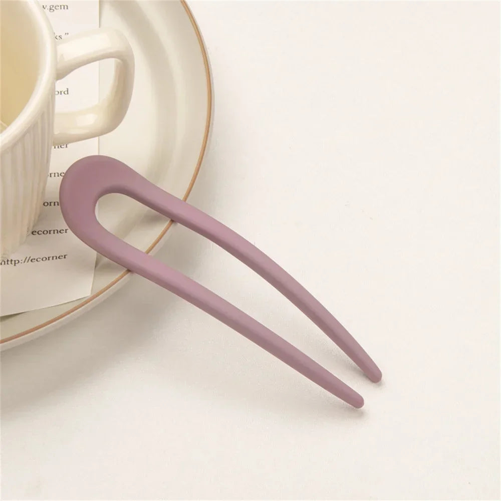 French Styles Wavy U Shaped Hairpins 2 Prong Resin Hair Forks For Buns Chignons Women Girls Party Hairstyle Accessories