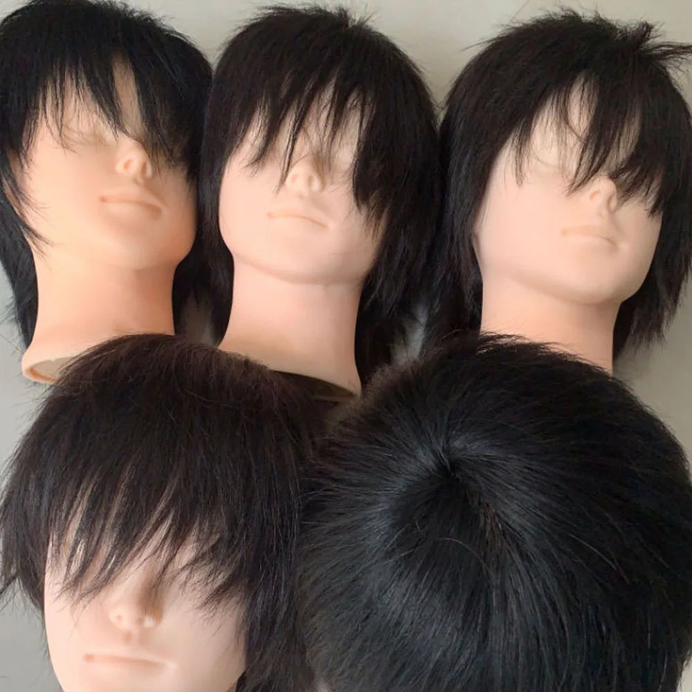Human Hair Mannequin Head Men's Hairdresser Practice Beauty Styling Training Mannequin Head