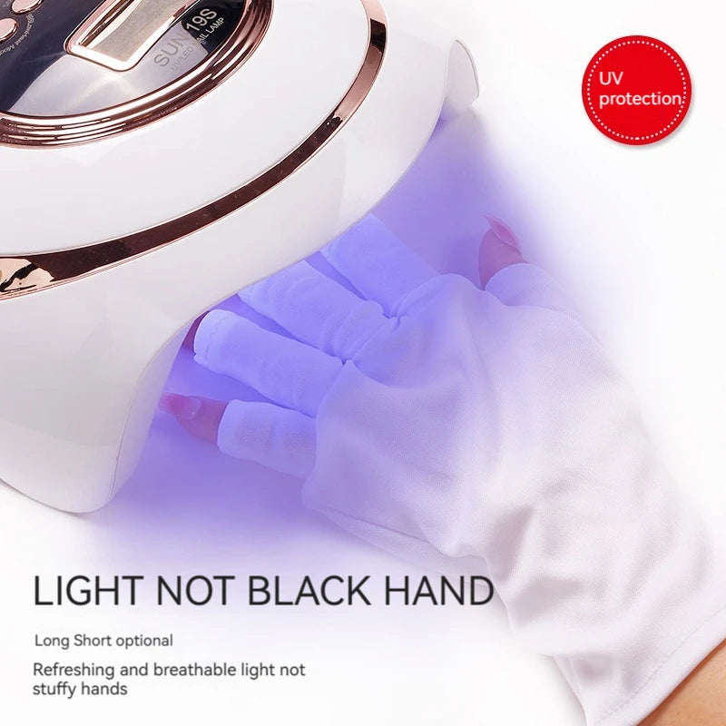 Nail Tools Anti-ultraviolet Uv Gloves Sun Black Half Exposed  Short Section Gloves Half Exposed Fingertips Phototherapy Gloves