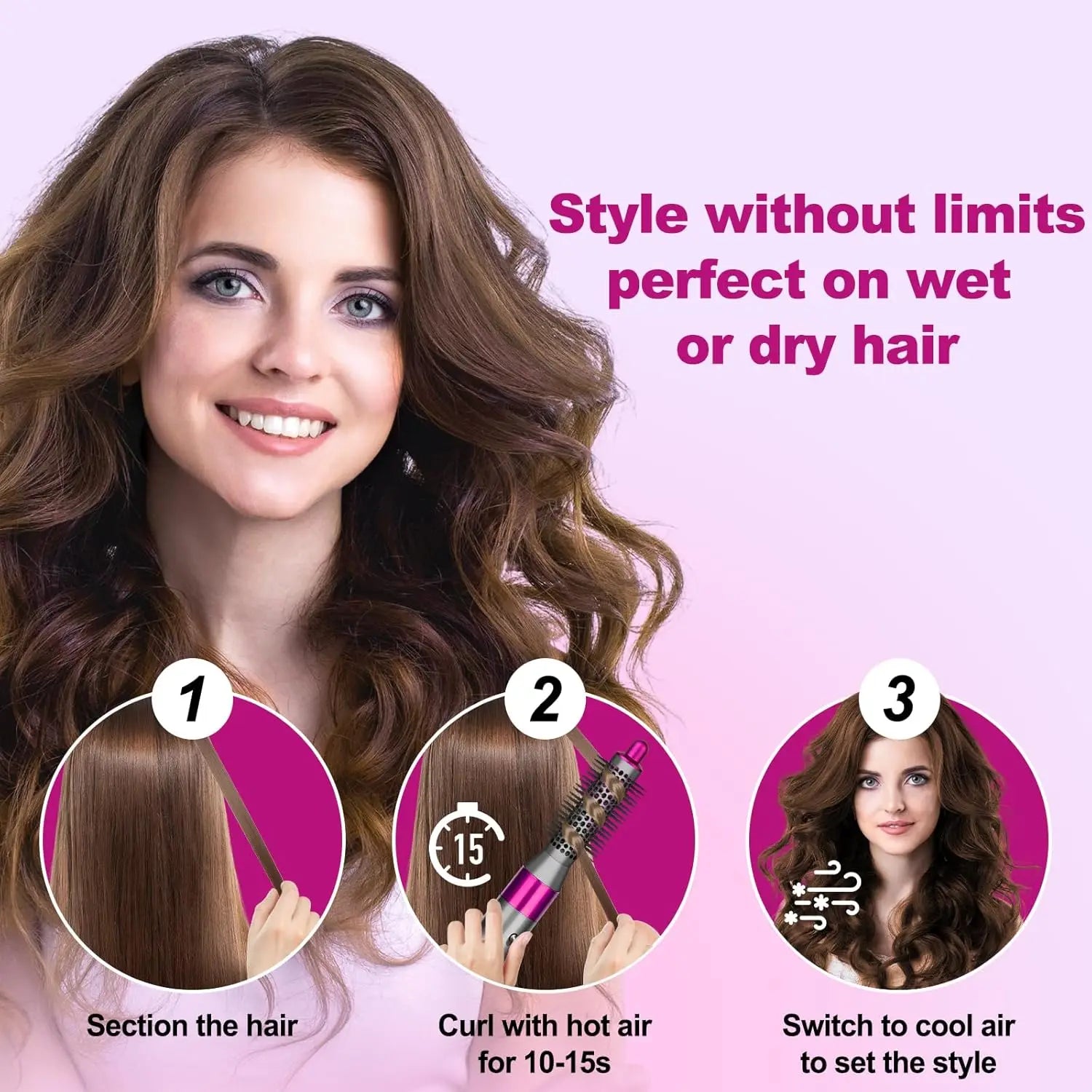 2-Piece Hair Styling Brush Set with Pre-Styling and Small Round Brush Heads Creates voluminous hair Compatible with Airwrap