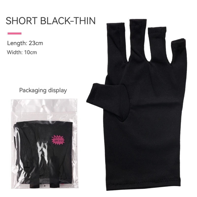 Nail Tools Anti-ultraviolet Uv Gloves Sun Black Half Exposed  Short Section Gloves Half Exposed Fingertips Phototherapy Gloves