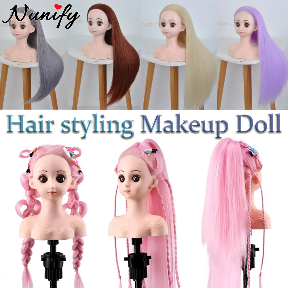 Hair Styling Doll Head For Girls Styling Head For Kids Mannequin Head For Hair Styling Braiding Manikin Head With Clamp Holder