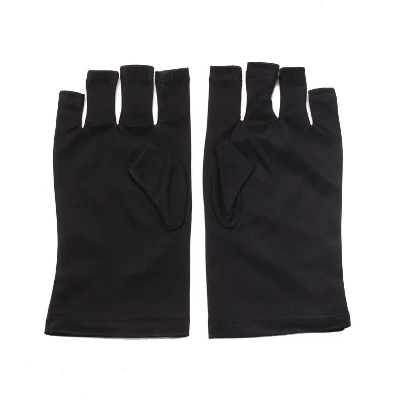 Nail Tools Anti-ultraviolet Uv Gloves Sun Black Half Exposed  Short Section Gloves Half Exposed Fingertips Phototherapy Gloves