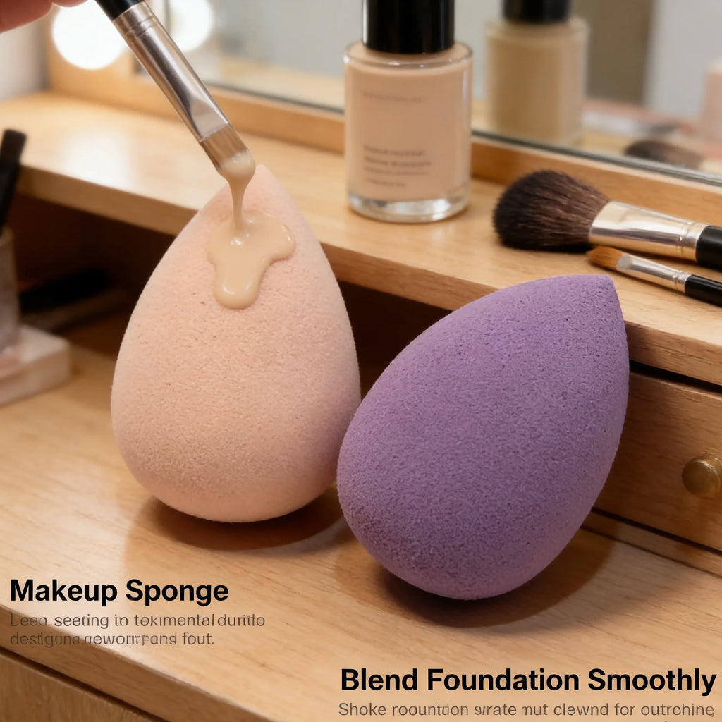 1 piece of drop-shaped powder puff, suitable for applying makeup evenly without powder, colors vary randomly.