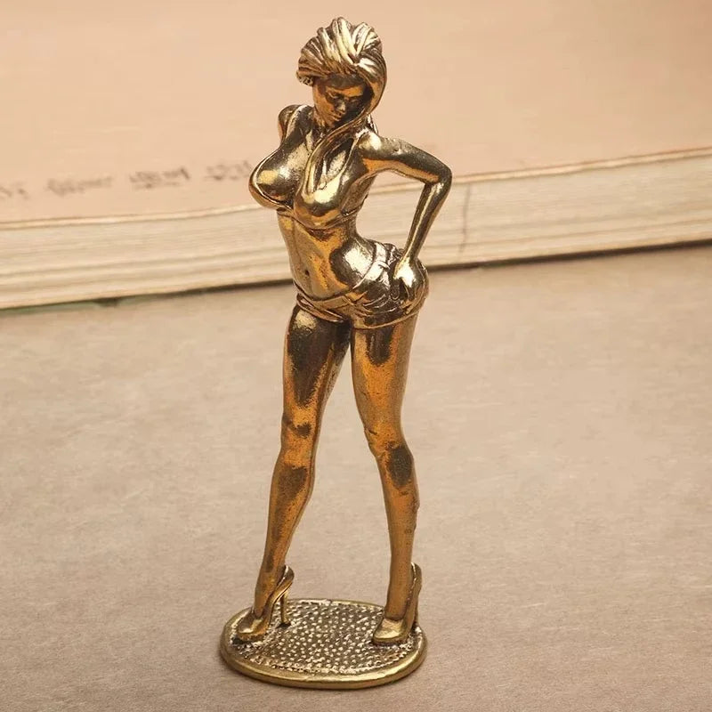 Brass Sexy Girl Figurines Bikini Beauty Statue Naked Woman Ornament Home Decor Model Art Sculptures Collectible Gifts for Man