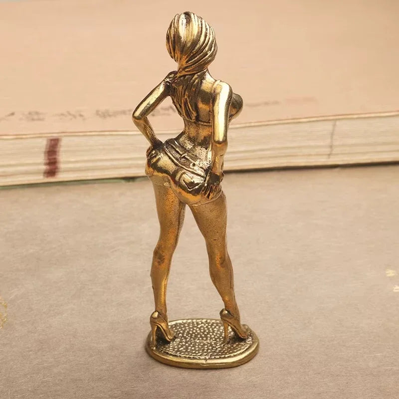 Brass Sexy Girl Figurines Bikini Beauty Statue Naked Woman Ornament Home Decor Model Art Sculptures Collectible Gifts for Man