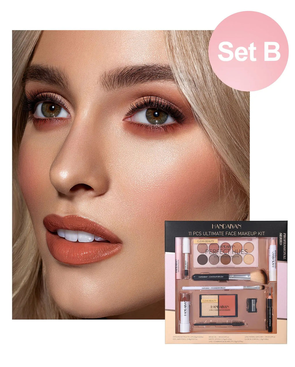 Professional Makeup Kit 11 Pieces Shadow Contour Blusher Set Waterproof Highly Pigmented Smudge Proof Face Cosmetics Collection