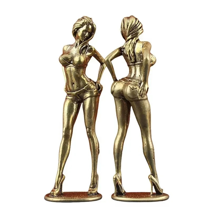 Brass Sexy Girl Figurines Bikini Beauty Statue Naked Woman Ornament Home Decor Model Art Sculptures Collectible Gifts for Man