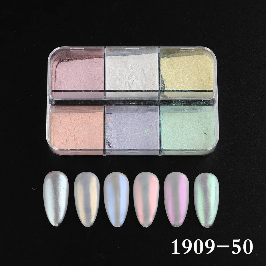 Moonlight Mirror Nails Powder Metallic Chrome Effect Pigments Gel Polish Laser Dust Glitter Aurora Shiny Pearl Nail Manicure Dec
