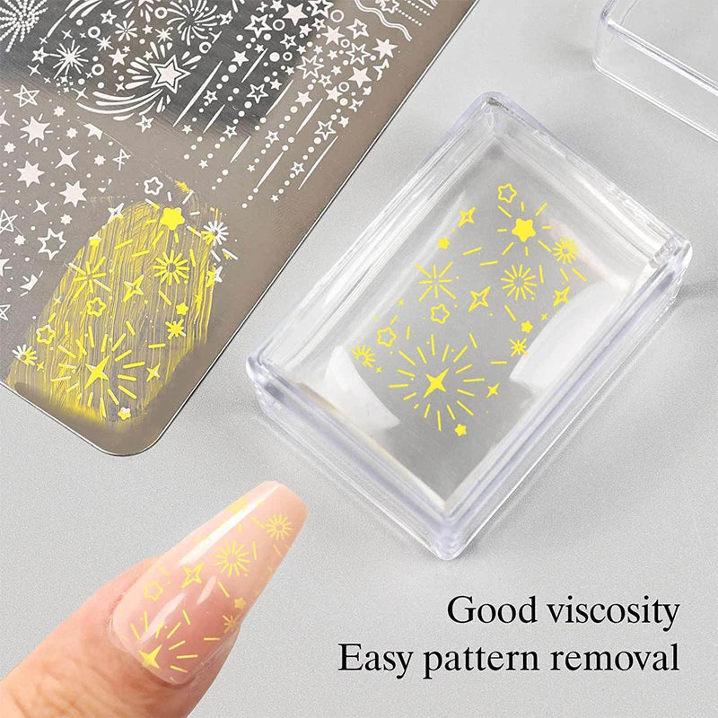 Nails Art Stamping Plates Kit French Manicure Design Plate Stamp Polish Stencil Template Seal Stamper Scraper Accessories Tools