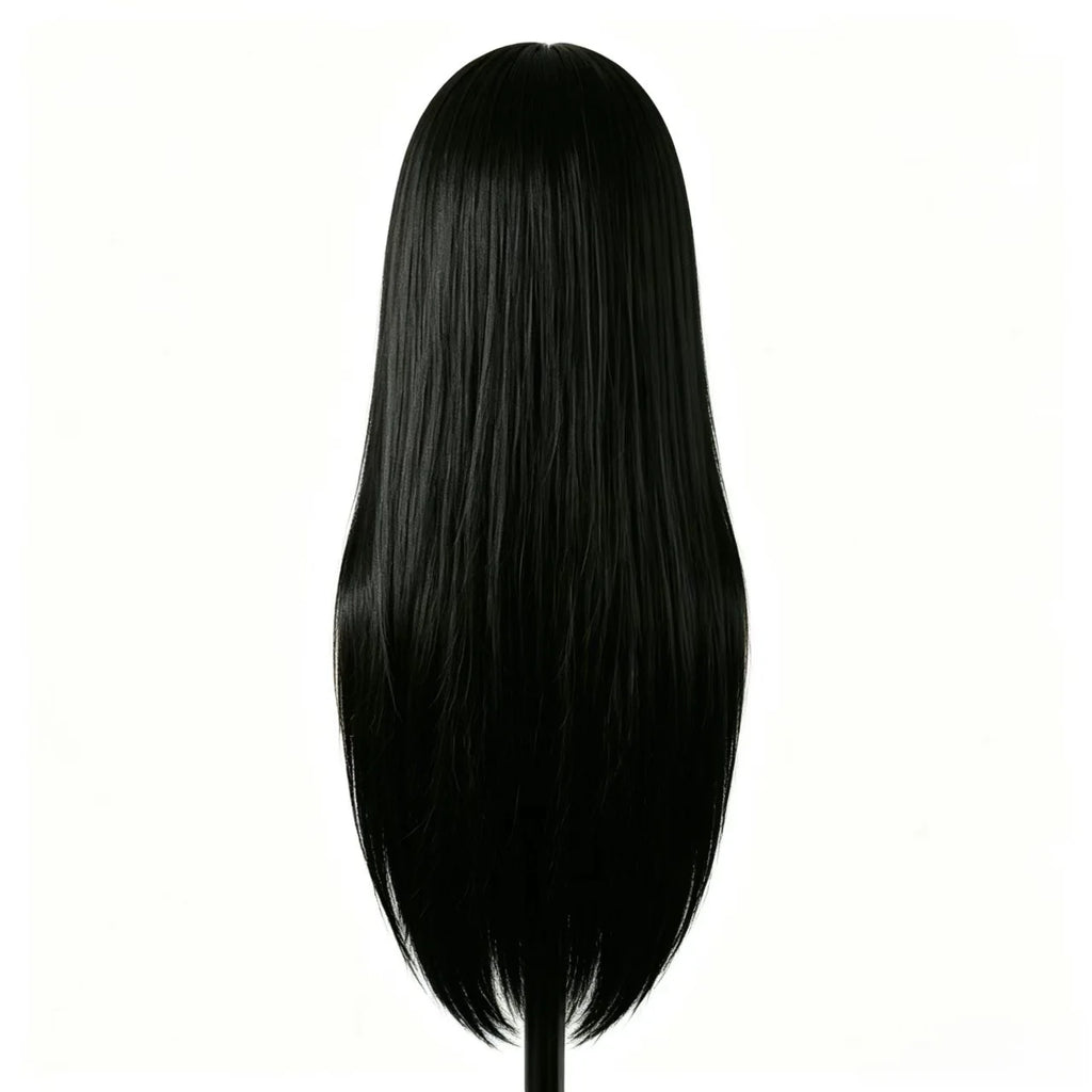 26" Long Black Hair Synthetic Training Head | Free Stand, for Curling, Braiding, Updos & Trimming