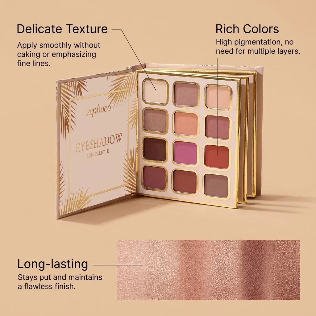 Professional Makeup Palette in Book Style 24-Hour Waterproof Lipstick Powder Blush Bright Colorful Eyeshadow Palette for Travel