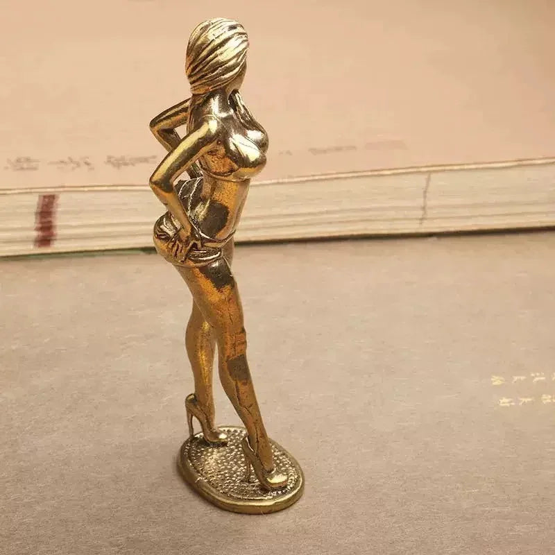 Brass Sexy Girl Figurines Bikini Beauty Statue Naked Woman Ornament Home Decor Model Art Sculptures Collectible Gifts for Man