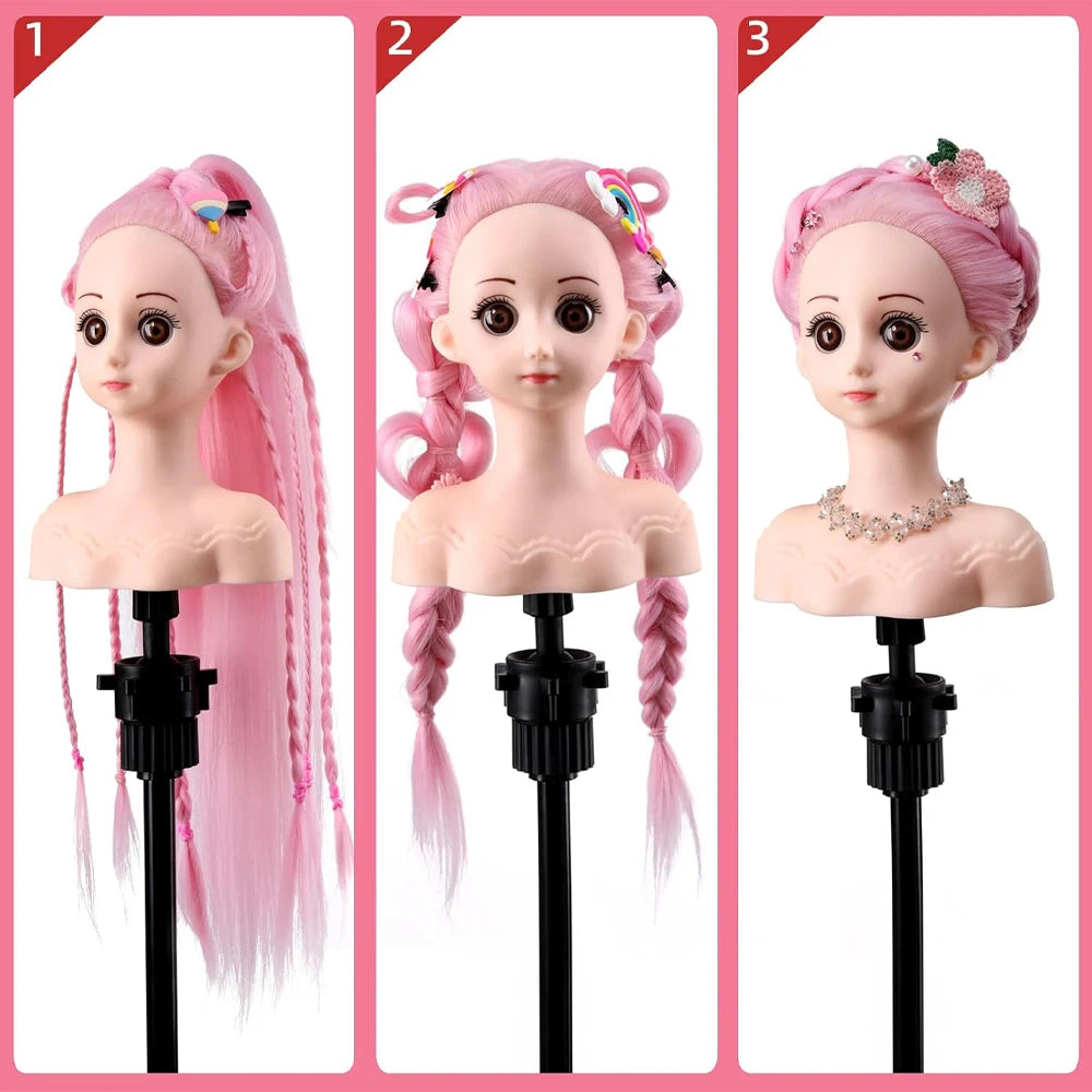 Hair Styling Doll Head For Girls Styling Head For Kids Mannequin Head For Hair Styling Braiding Manikin Head With Clamp Holder