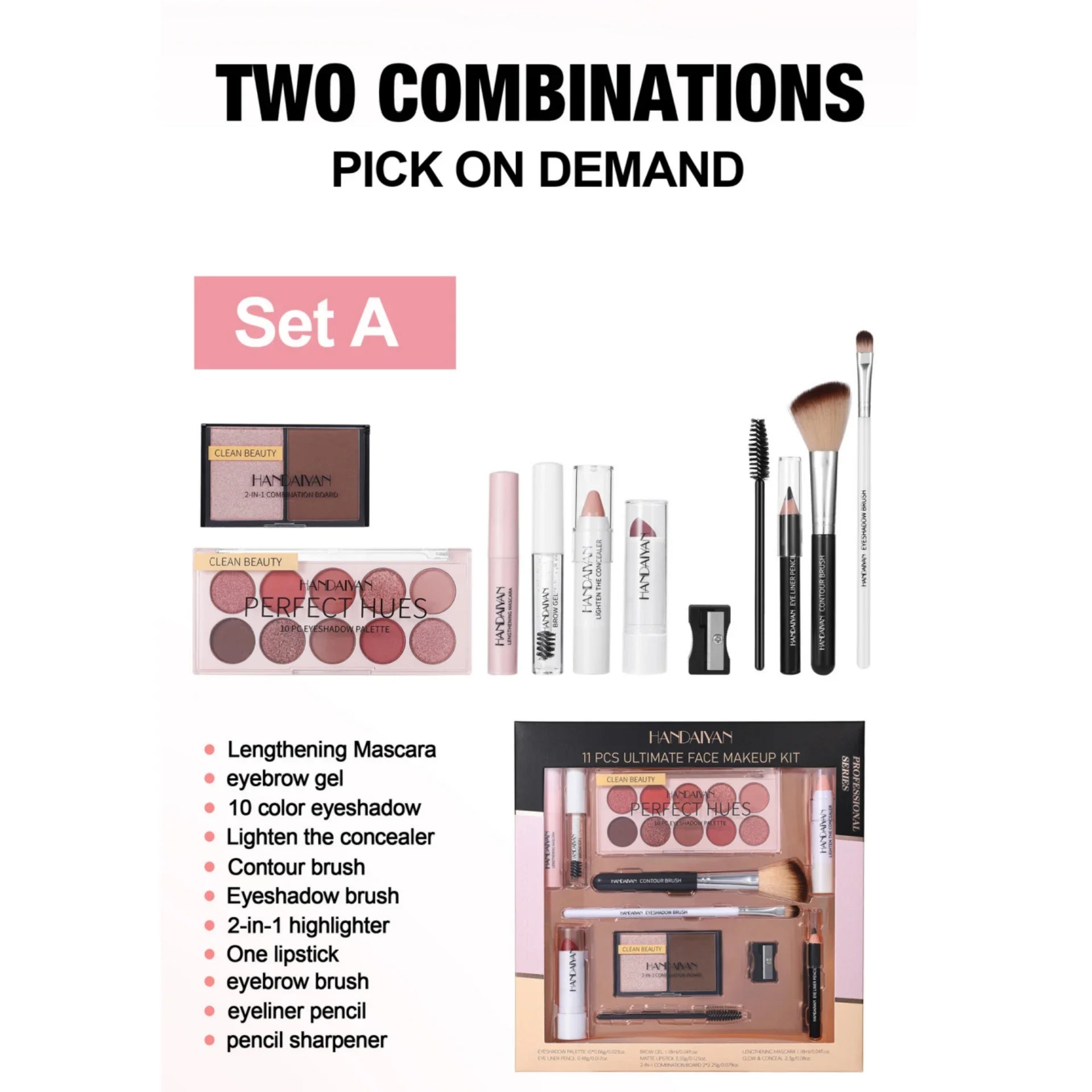 Professional Makeup Kit 11 Pieces Shadow Contour Blusher Set Waterproof Highly Pigmented Smudge Proof Face Cosmetics Collection