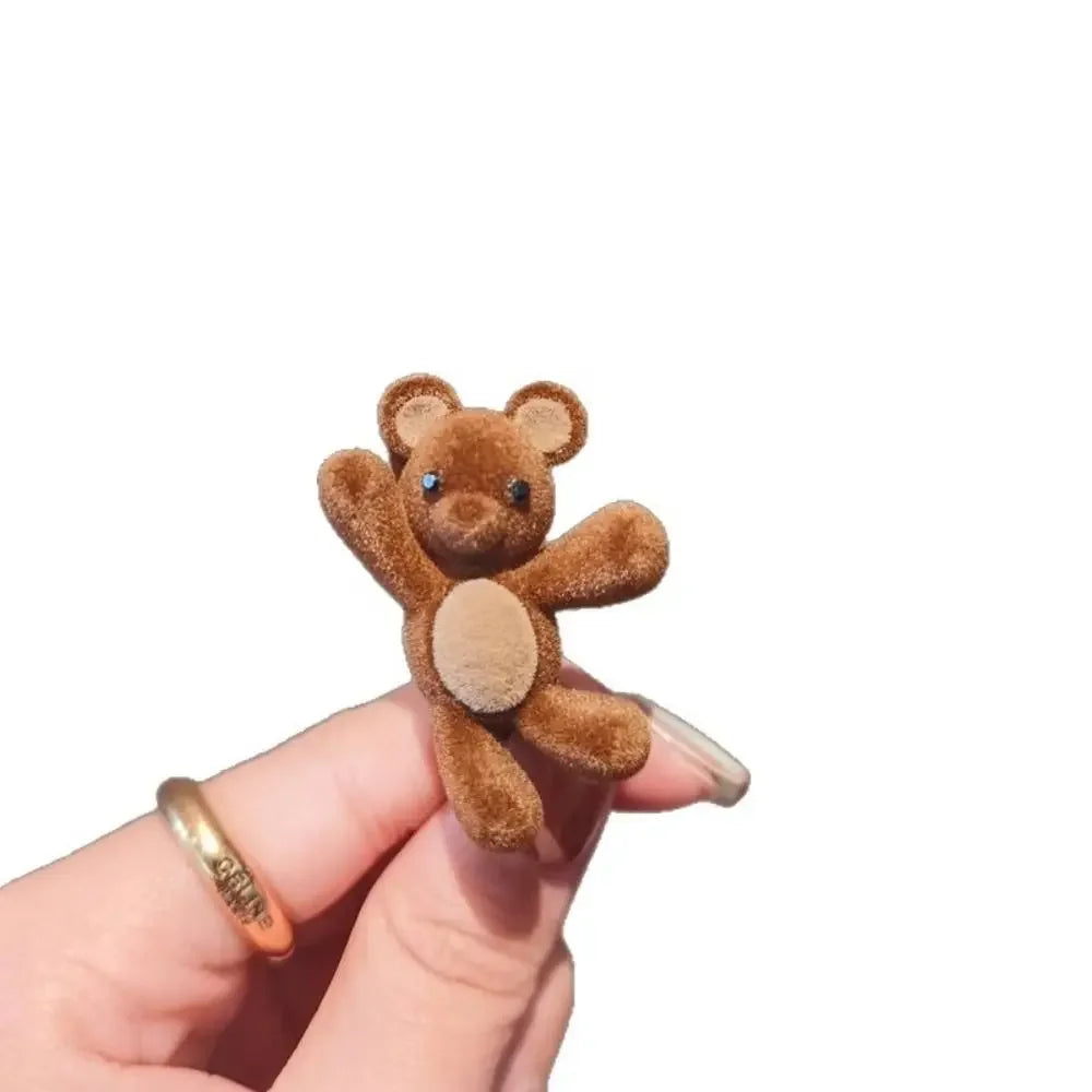 Hair Ornament Cute Design Cartoon Bear Hairpin Lightweight Sweet Style Side Hair Clip Flocking Durable Barrette