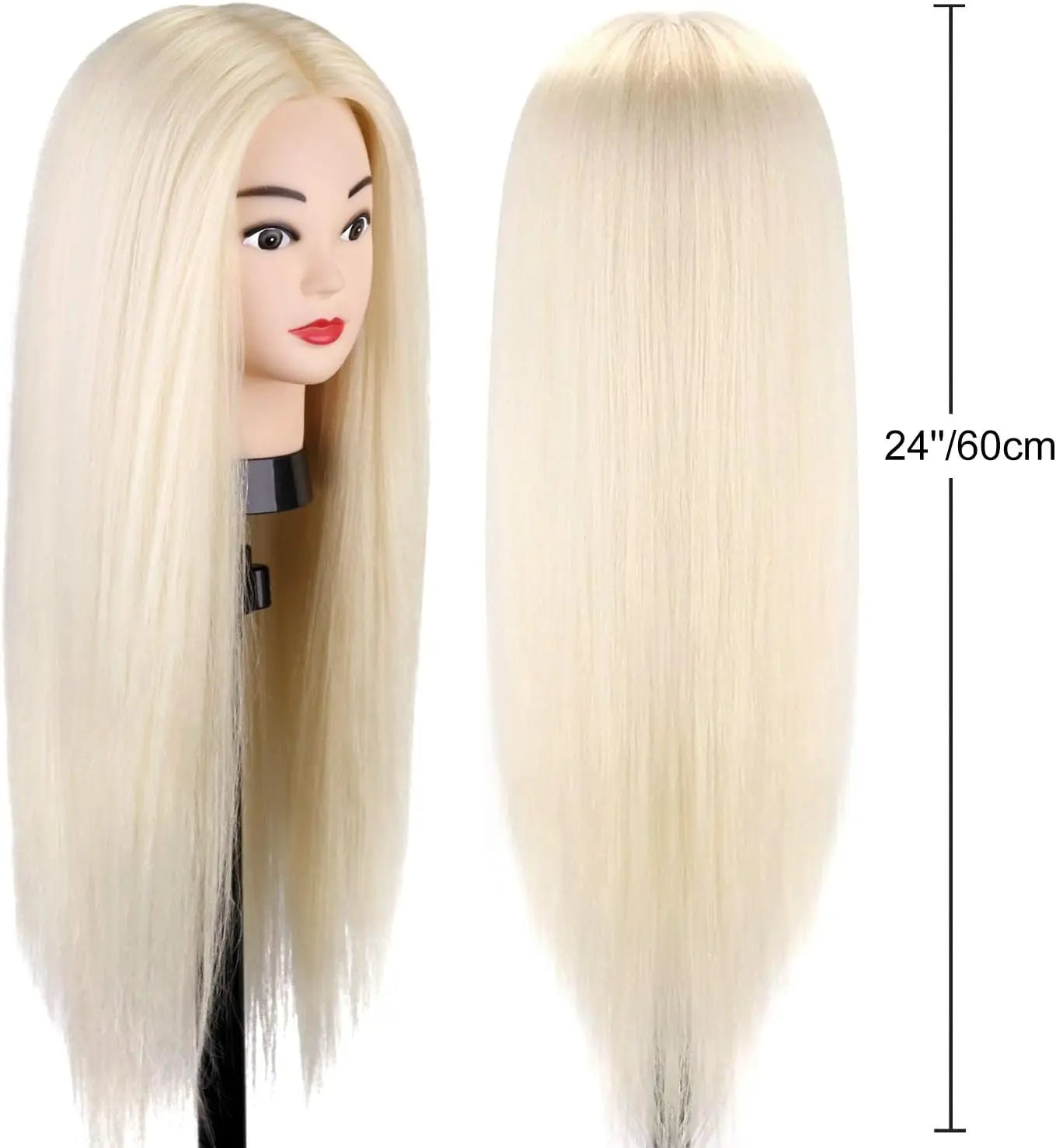 80% Real Hair Mannequin Head 24'' Hair Hairdresser Training Head With Clamp Manikin Cosmetology Doll Head For Braiding Curling