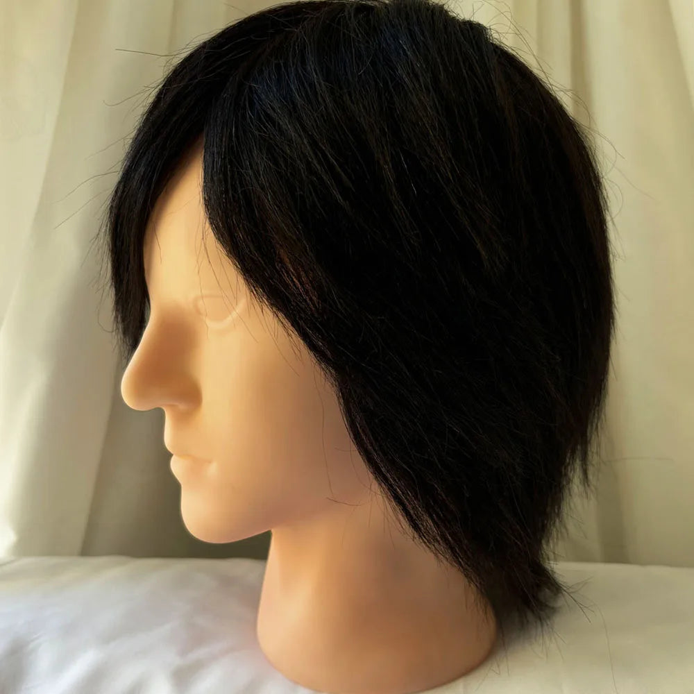 Human Hair Mannequin Head Men's Hairdresser Practice Beauty Styling Training Mannequin Head