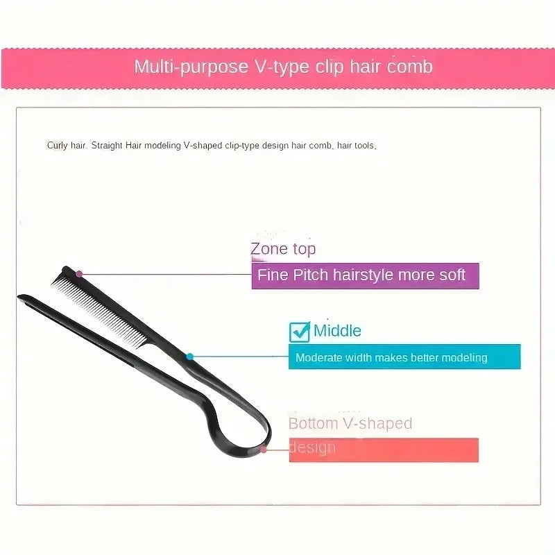 Hairdressing V-Comb Messy Hair Finishing Straightening Splint Comb - Hair Styling Tool Clip special for  hair wigs