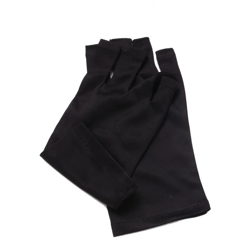 Nail Tools Anti-ultraviolet Uv Gloves Sun Black Half Exposed  Short Section Gloves Half Exposed Fingertips Phototherapy Gloves