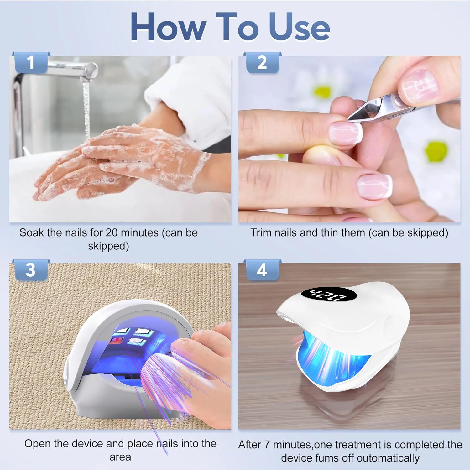 Nail Fungus Laser Device 500NM Blue Light + 940NM Infrared Laser - Wireless Cold Therapy for Onychomycosis Toenail Fingernail Ca