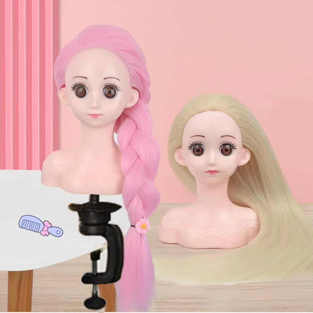 Hair Styling Doll Head For Girls Styling Head For Kids Mannequin Head For Hair Styling Braiding Manikin Head With Clamp Holder