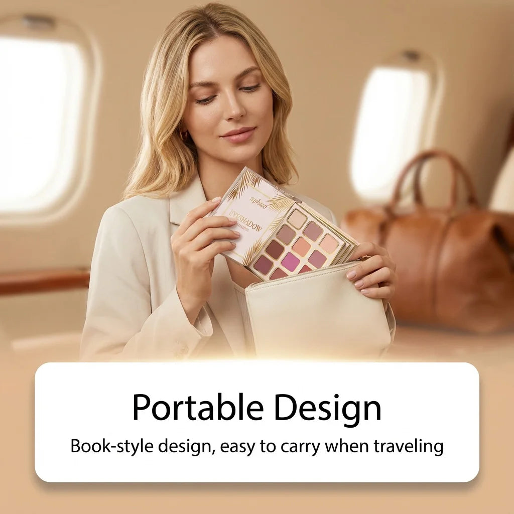Professional Makeup Palette in Book Style 24-Hour Waterproof Lipstick Powder Blush Bright Colorful Eyeshadow Palette for Travel