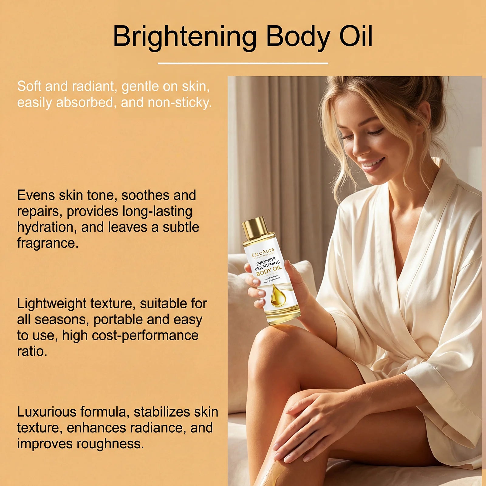 Brightening Body Oil Firming Moisturizing Rejuvenating Smoothing Softening Fade Fine Lines Soothing Repairing Glowing Body Oil