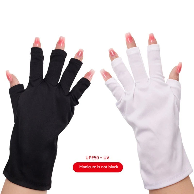 Nail Tools Anti-ultraviolet Uv Gloves Sun Black Half Exposed  Short Section Gloves Half Exposed Fingertips Phototherapy Gloves
