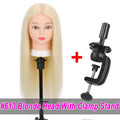 #613 Blonde Hair Cosmetology Mannequin Head With 80% Real Hair Colourful Manikin Practice Headdoll For Curling Styling Training