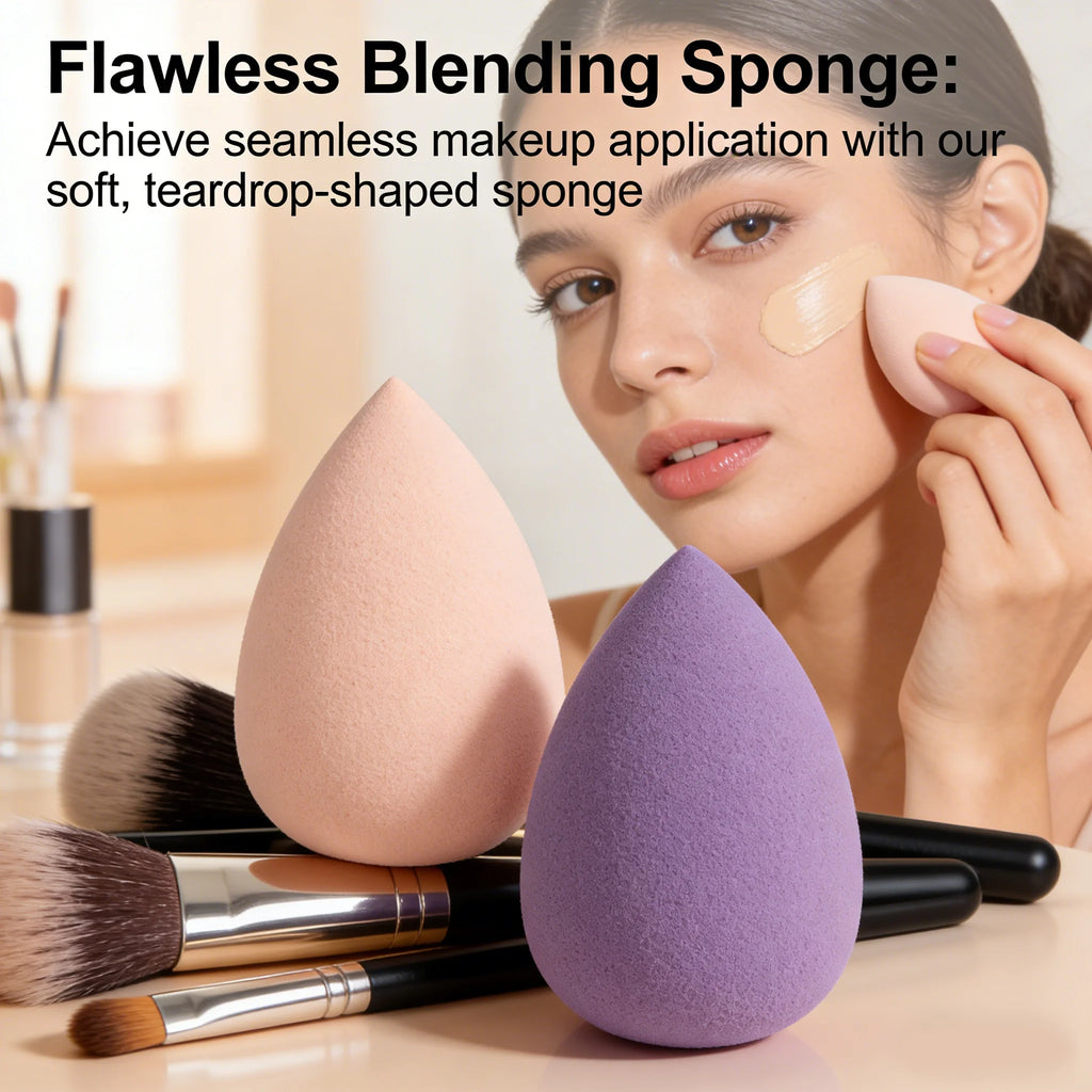 1 piece of drop-shaped powder puff, suitable for applying makeup evenly without powder, colors vary randomly.