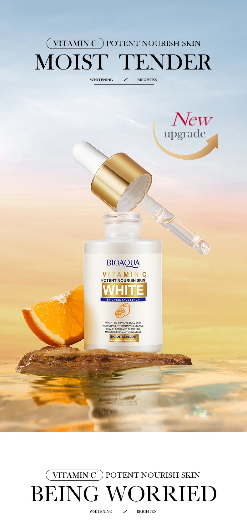 BIOAQUA Vitamin C Face Serum Whitening Moisturizing Anti Wrinkles Anti Wrinkles Anti-Aging Facial Essence for Face Skin Care
