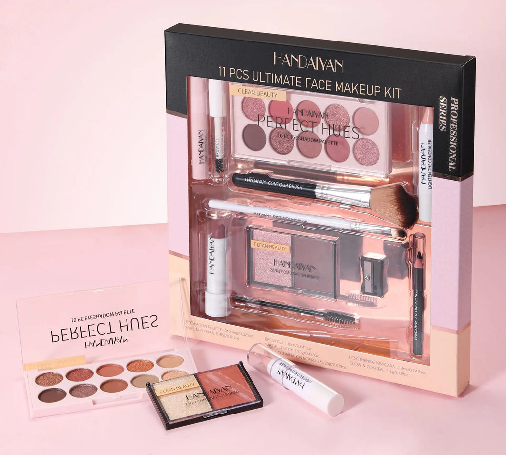 Professional Makeup Kit 11 Pieces Shadow Contour Blusher Set Waterproof Highly Pigmented Smudge Proof Face Cosmetics Collection