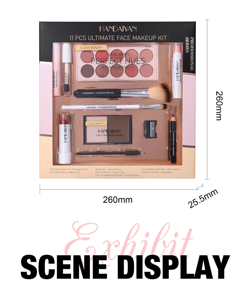 Professional Makeup Kit 11 Pieces Shadow Contour Blusher Set Waterproof Highly Pigmented Smudge Proof Face Cosmetics Collection