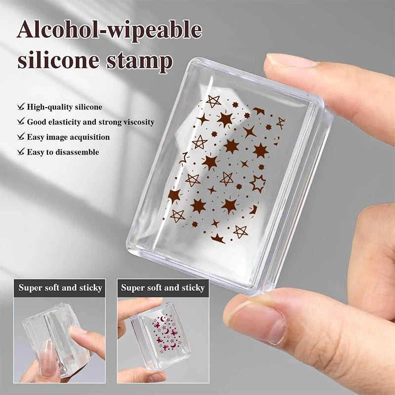 Nails Art Stamping Plates Kit French Manicure Design Plate Stamp Polish Stencil Template Seal Stamper Scraper Accessories Tools