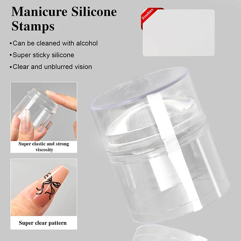 Nails Art Stamping Plates Kit French Manicure Design Plate Stamp Polish Stencil Template Seal Stamper Scraper Accessories Tools