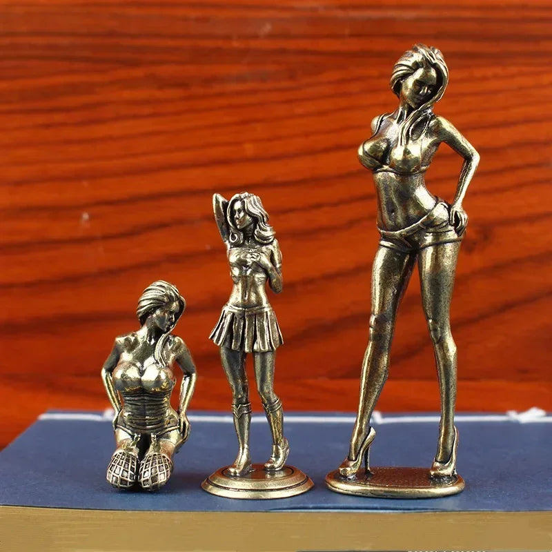 Brass Sexy Girl Figurines Bikini Beauty Statue Naked Woman Ornament Home Decor Model Art Sculptures Collectible Gifts for Man