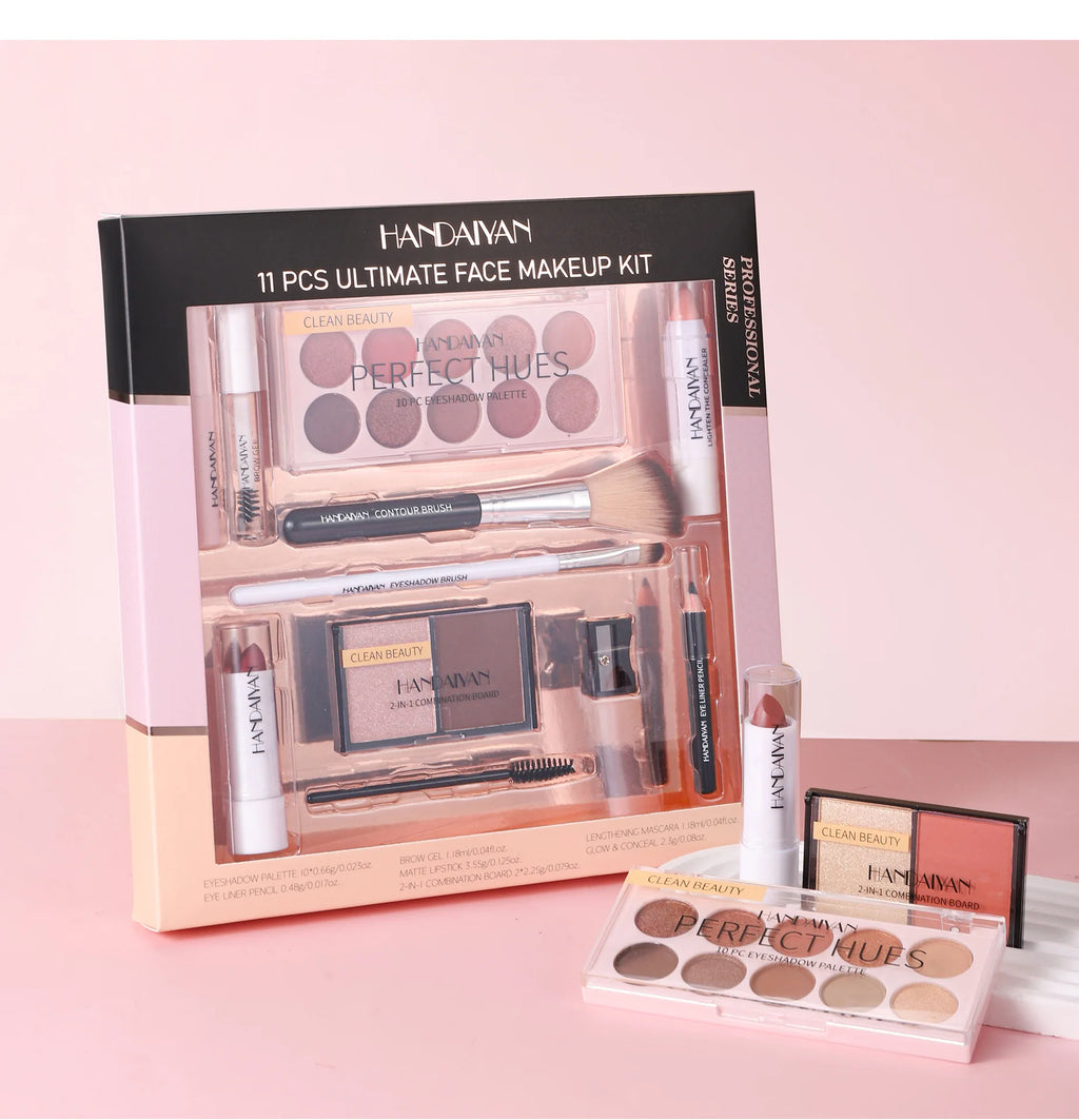 Professional Makeup Kit 11 Pieces Shadow Contour Blusher Set Waterproof Highly Pigmented Smudge Proof Face Cosmetics Collection