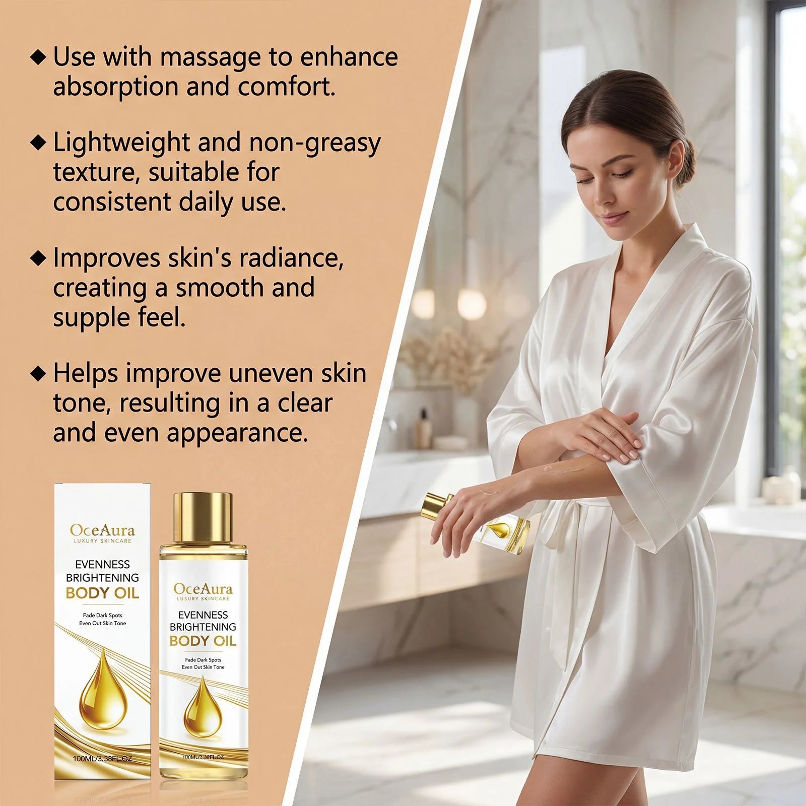 Brightening Body Oil Firming Moisturizing Rejuvenating Smoothing Softening Fade Fine Lines Soothing Repairing Glowing Body Oil