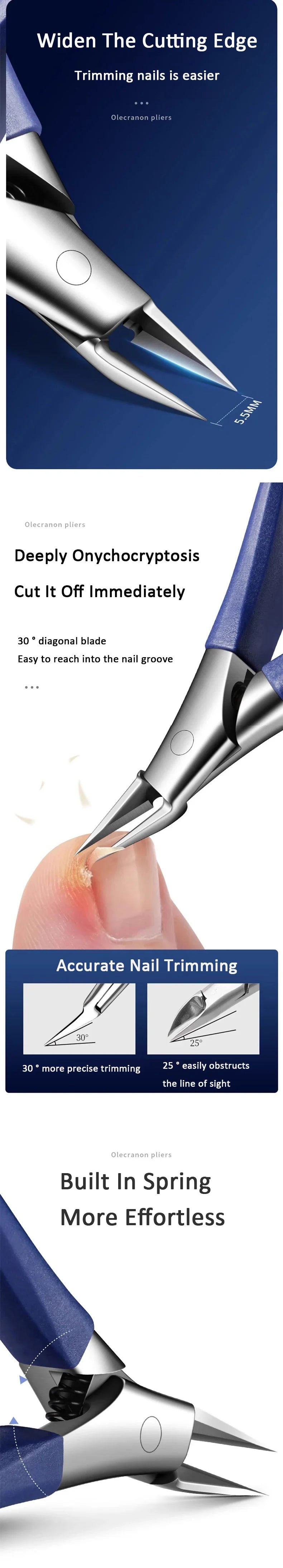 Nail Clippers Toenail Clippers for Thick Nails for Seniors with Curve Diagonal Blade for Ingrown Nails Effortlessly Toe