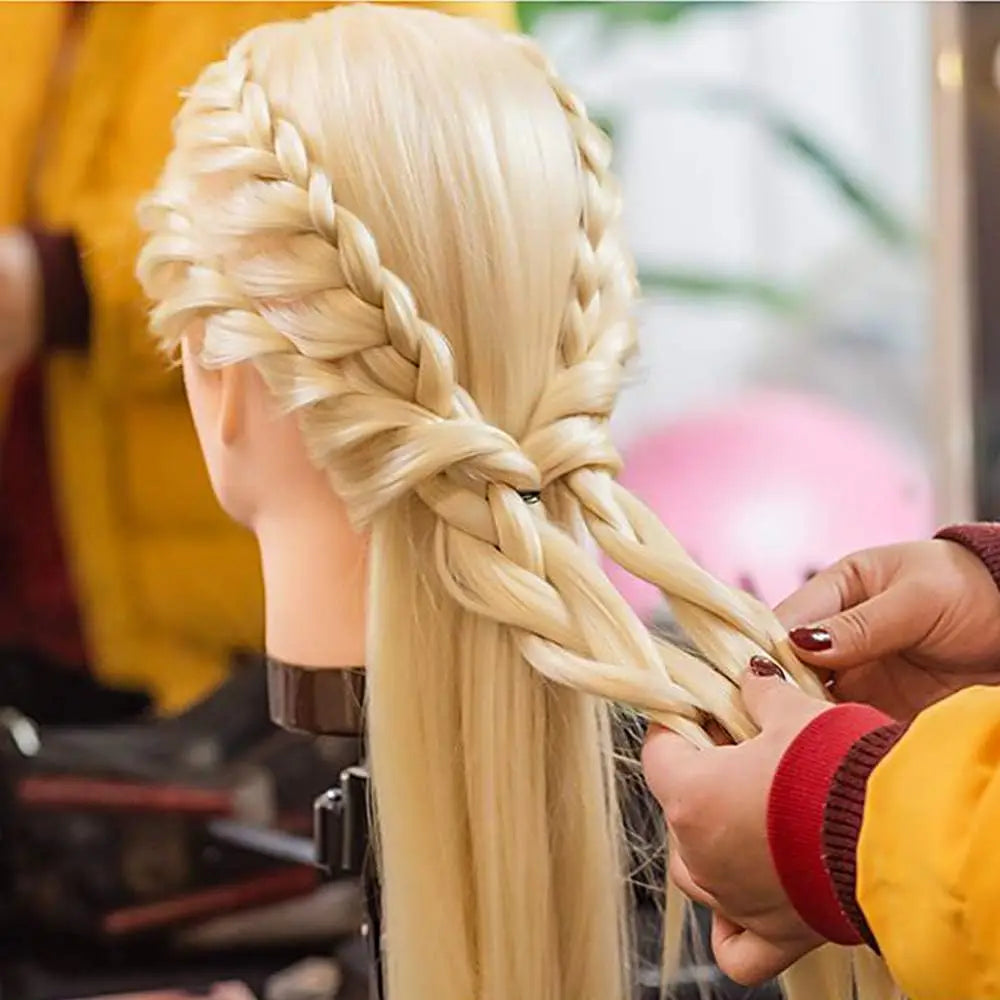 80% Real Hair Mannequin Head 24'' Hair Hairdresser Training Head With Clamp Manikin Cosmetology Doll Head For Braiding Curling