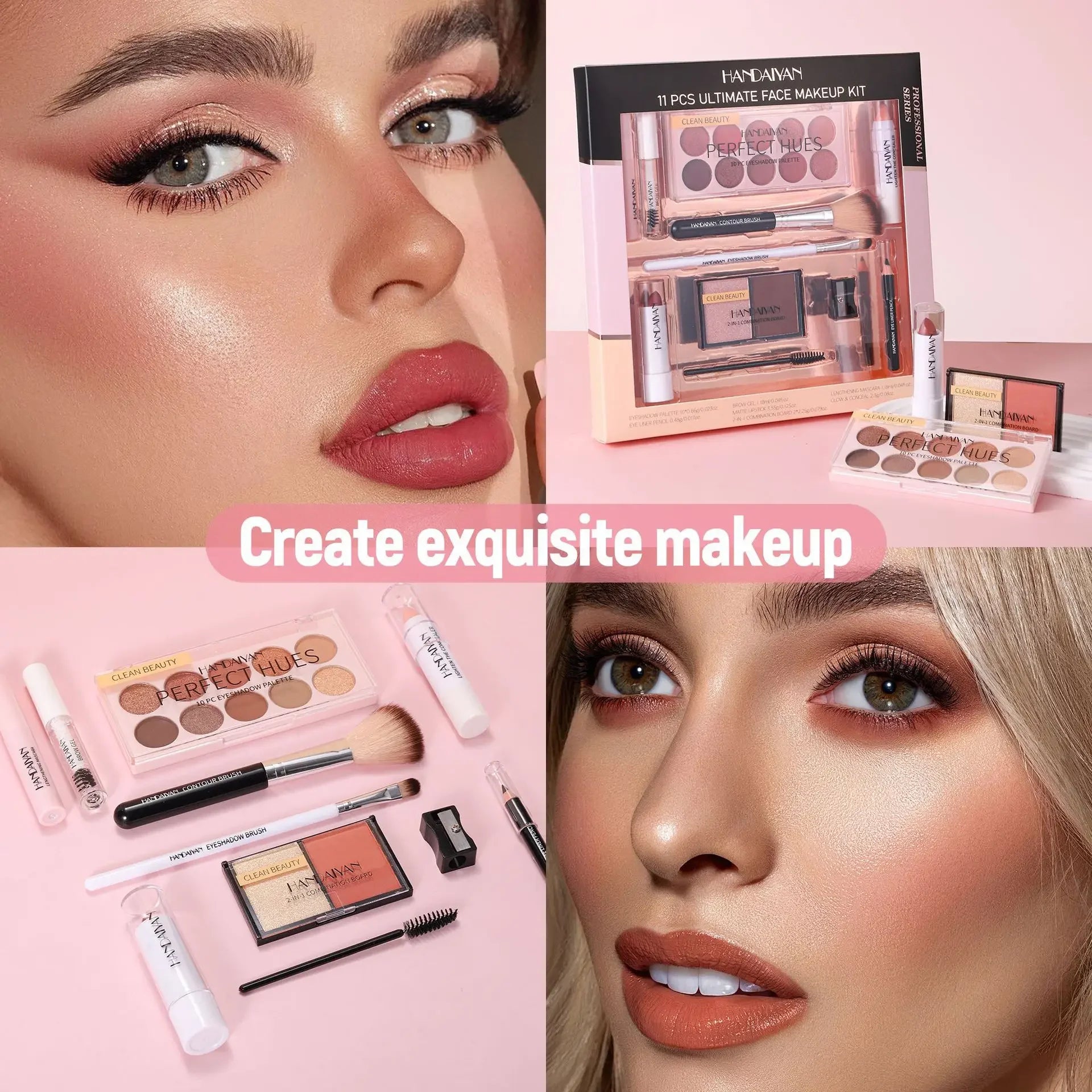 Professional Makeup Kit 11 Pieces Shadow Contour Blusher Set Waterproof Highly Pigmented Smudge Proof Face Cosmetics Collection