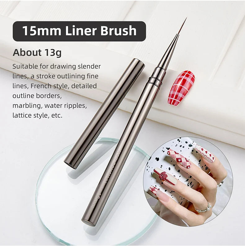 Nails Art Liner Brushes Elongated Lines Striping Drawing Painting  6/9/12/15/18/25mm Nail Design Pen Professional Manicure Tool