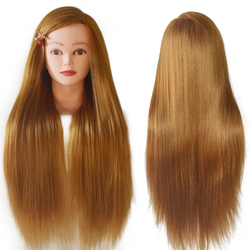 Head Dolls For Hairdressers  Mannequin Head with 65cm Synthetic Hair Hairdressing Styling Training Head